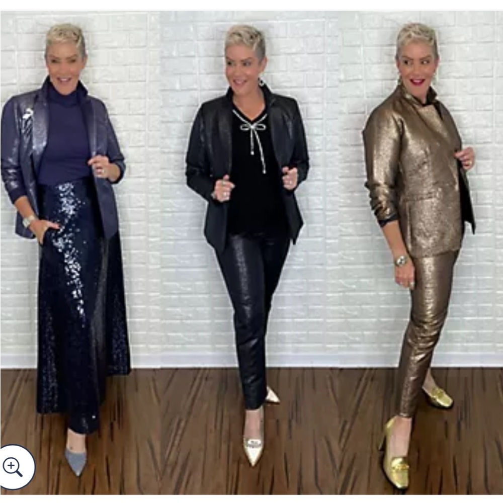 Joan Rivers Red Carpet Regular Metallic Shimmer Blazer - Emerald - Picture 6 of 7